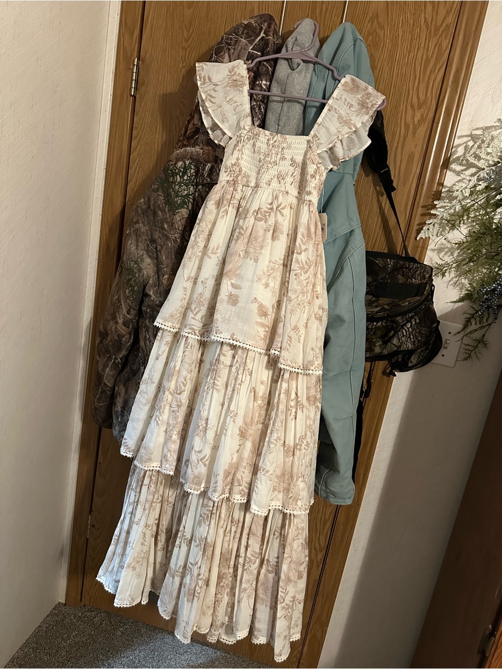 Altar'd State Cream Floral Tiered Sundress